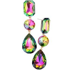 Chunky Multi Faceted Crystal Rhinestone Earrings